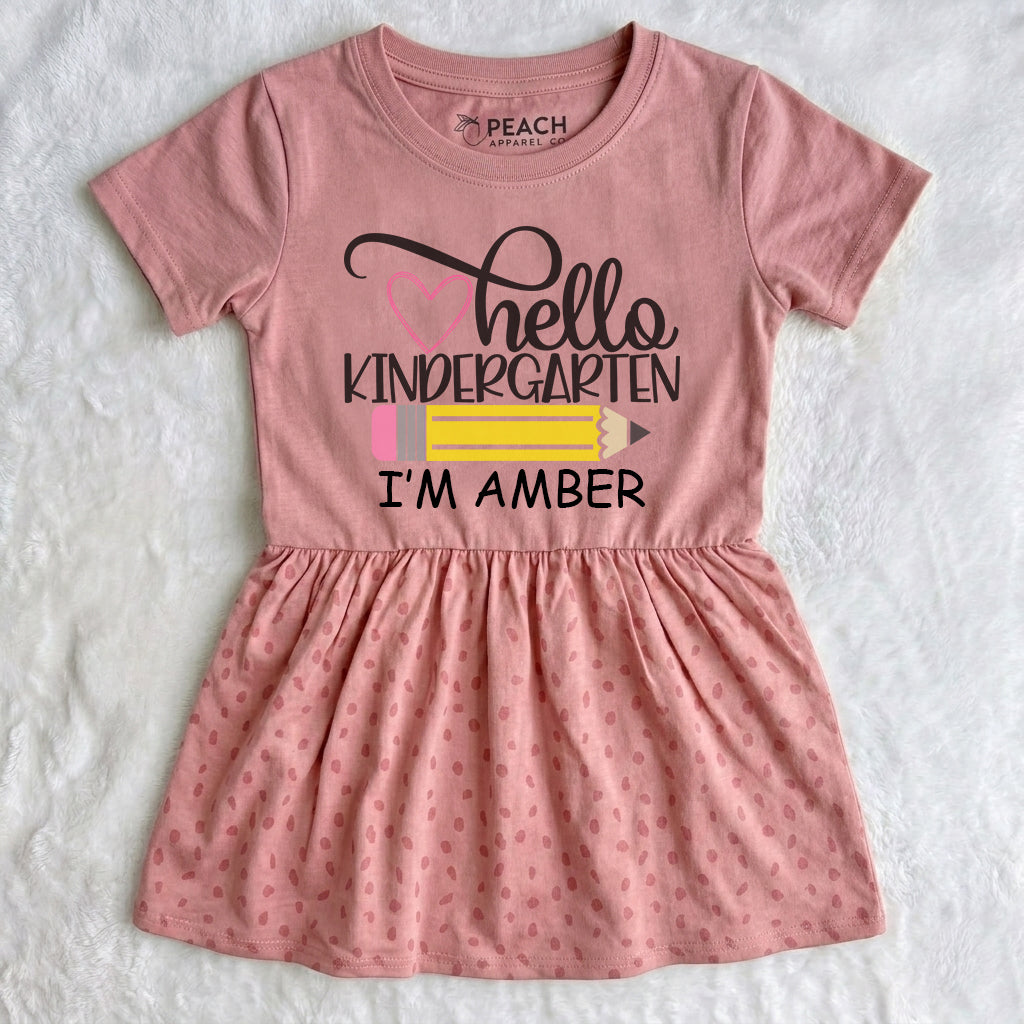Hello Kindergarten Girls Ruffle Dress