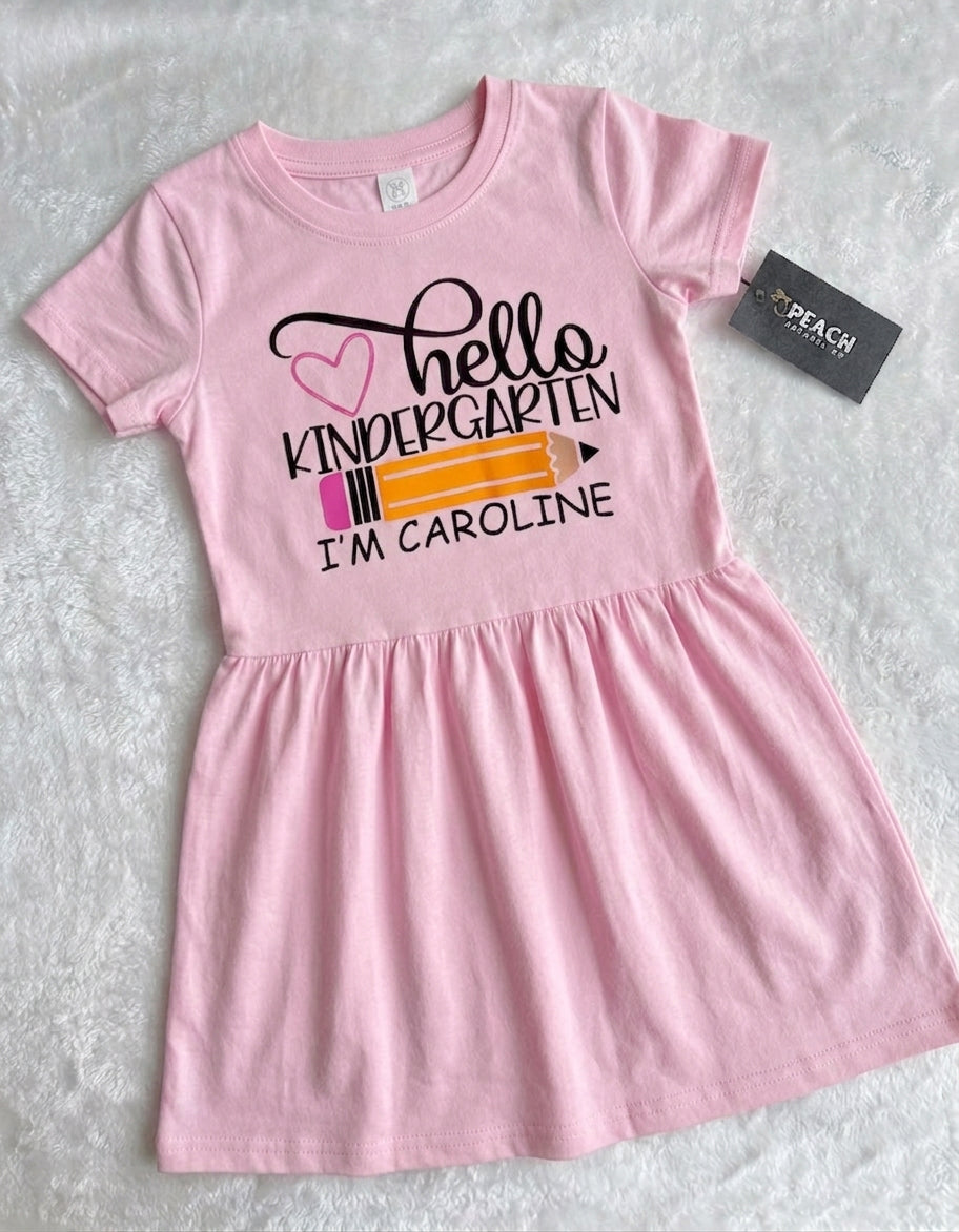 Hello Kindergarten Girls Ruffle Dress