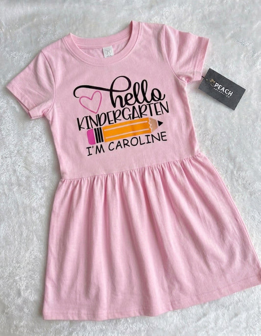 Hello Kindergarten Girls Ruffle Dress