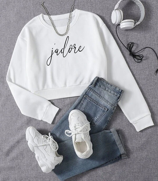 J'adore Paris Crop Top Sweatshirt