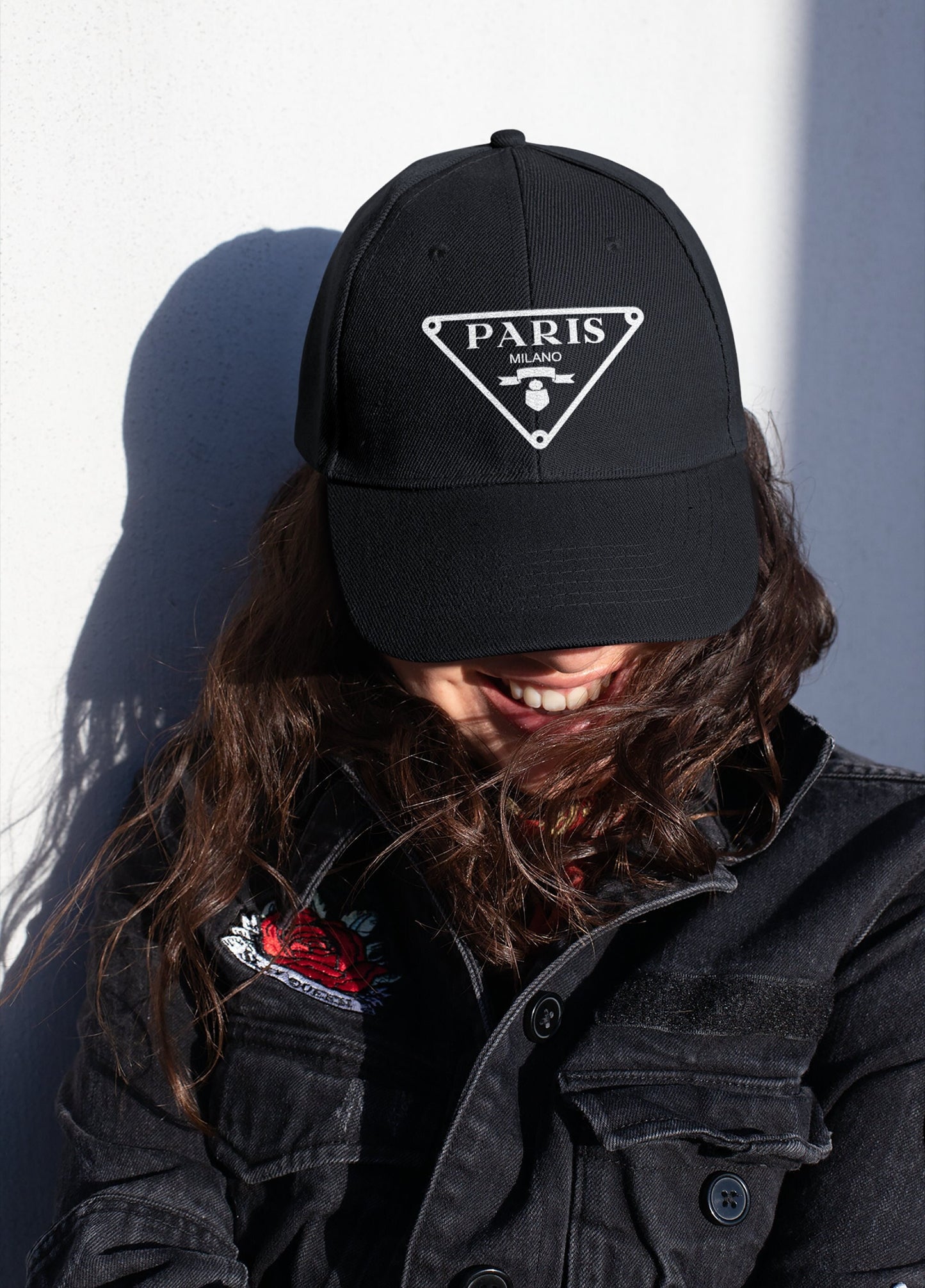 PARIS Dad Hat Black White Cute Designer Fashion Milano Marfa Style Cotton