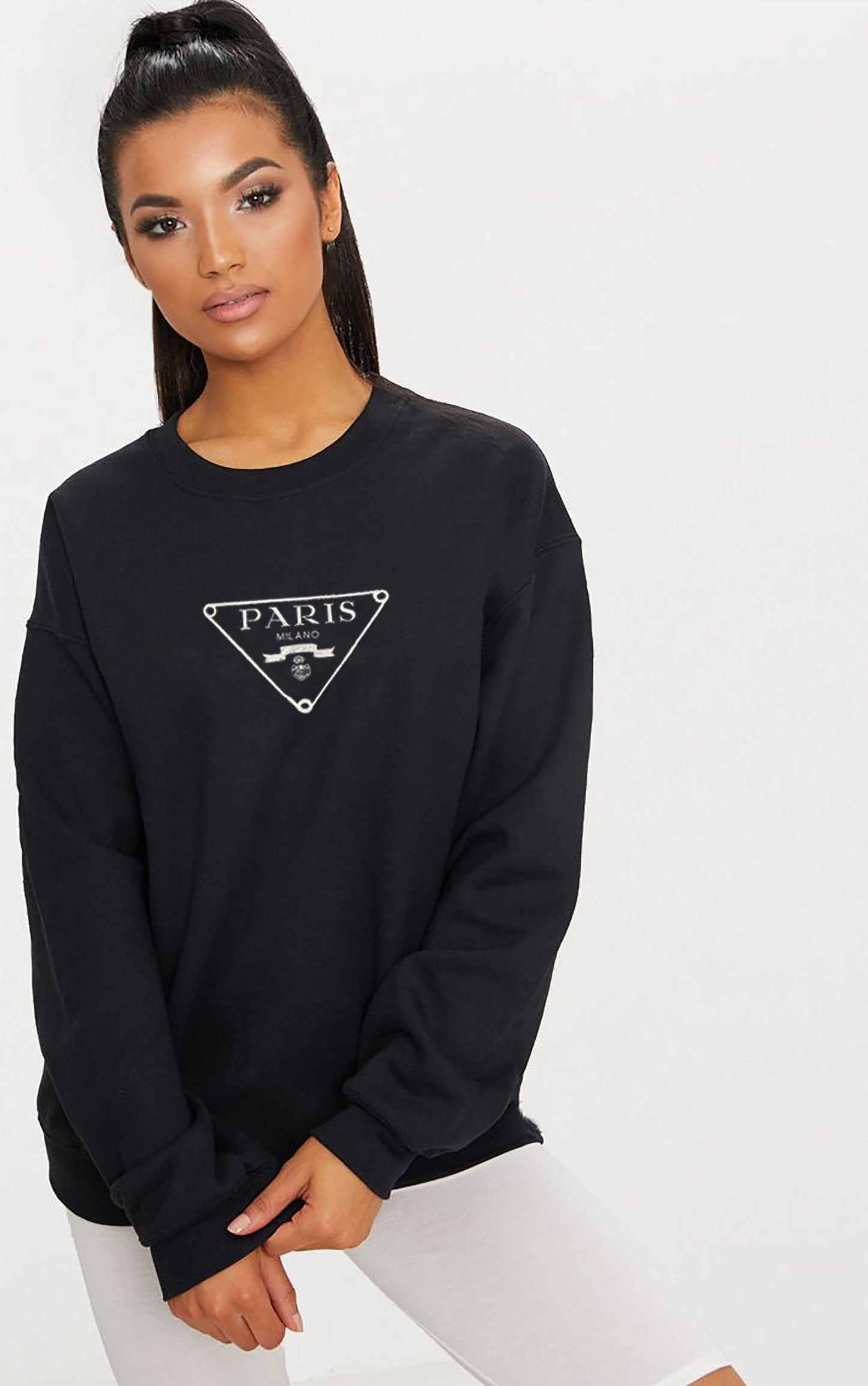 PARIS Embroidery Ladies Woman's Sweatshirt Cute Designer Style Milano Cotton Shirt