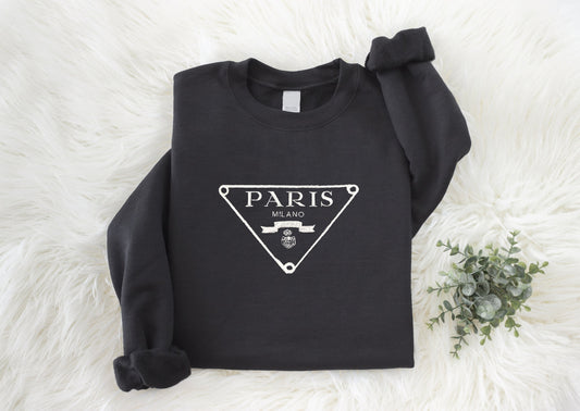 PARIS Embroidery Ladies Woman's Sweatshirt Cute Designer Style Milano Cotton Shirt